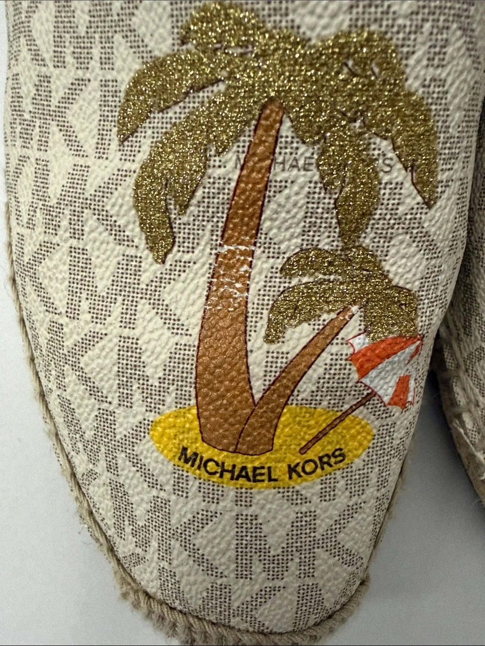 Michael Kors Beige Logo Espadrilles with Tropical Paimting